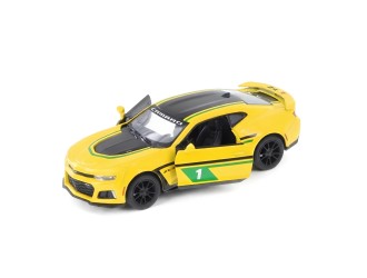 Macheta auto metalica Chevrolet Camaro ZL1 Kinsmart KT5399WF, scara 1:38, cu usi care se deschid, Galben