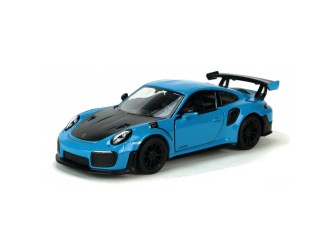 Macheta auto metalica Porsche 911 GT2 RS Kinsmart KT5408W, scara 1:36, cu usi care se deschid, Turcoaz