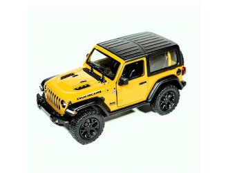 Macheta auto metalica 2018 Jeep Wrangler Hard Top Kinsmart KT5412WB, scara 1:34, cu usi care se deschid, Galben