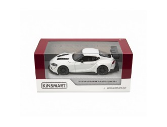 Macheta auto metalica Toyota GR Supra Racing Concept Kinsmart KT5421W, scara 1:36, cu usi care se deschid, Alb