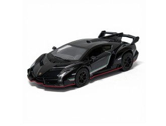 Macheta auto metalica Lamborghini Veneno Kinsmart KT5367W, scara 1:36, cu usi care se deschid, Negru
