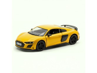 Macheta auto metalica Audi R8 Coupe Kinsmart KT5422W, scara 1:36, cu usi care se deschid, Galben