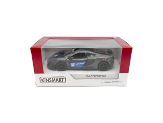 Macheta auto metalica McLaren 675LT (Livery Edition) Kinsmart KT5392WF, scara 1:36, cu usi care se deschid, Gri inchis