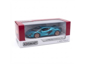 Macheta auto metalica Lamborghini Sian FKP 37 Kinsmart KT5431W, scara 1:32, cu usi care se deschid, Albastru