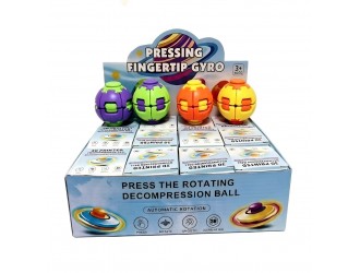 Jucarie antistres Spinner Top rotativ, fidget spinner de mana, model Galben-Portocaliu